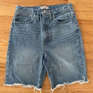 Madewell Light Blue High-Rise Long Denim  Shorts